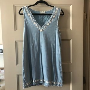 Light Blue Mini Dress with Embroidered details